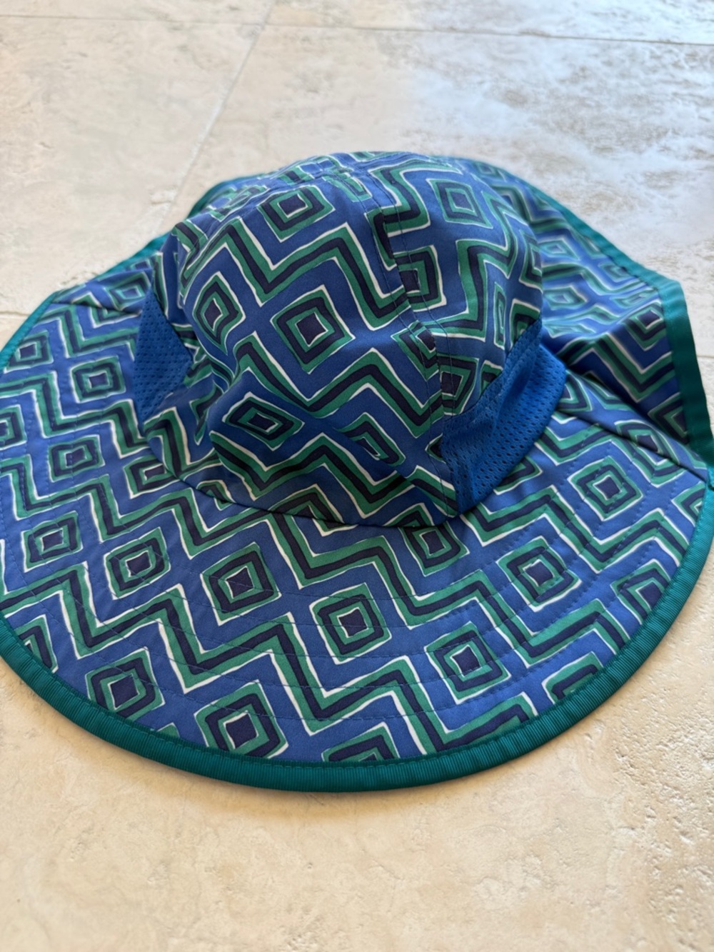 Ultra Adventure Geometric Blue & Green Sun Hat